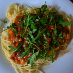 Spagetthi mit Tomaten-Garnelen-Sauce